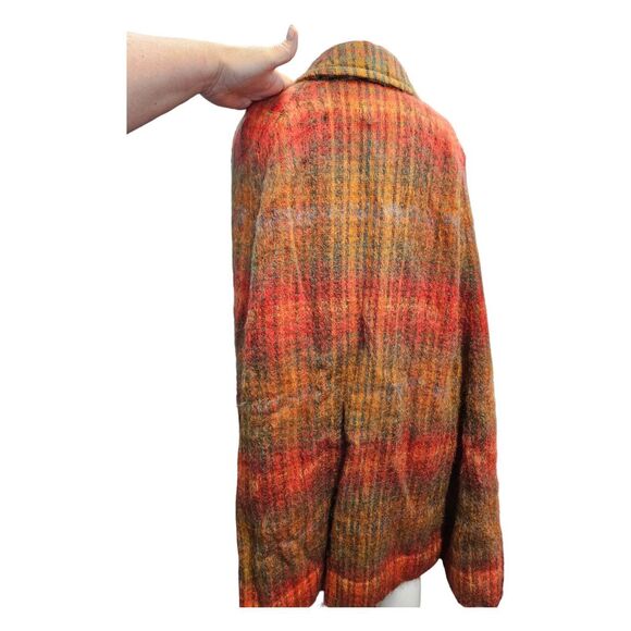 Ben Nevis Vintage Scotish Cape Mohair Wool Womens Size Large Orange Plaid - Picture 3 of 8